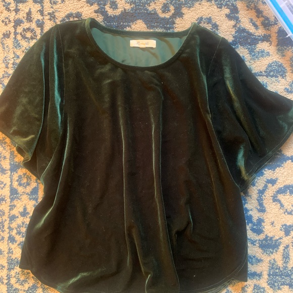LOT OF 2 Madewell velvet top blouses size small in burnt orange and forest green - Picture 6 of 7